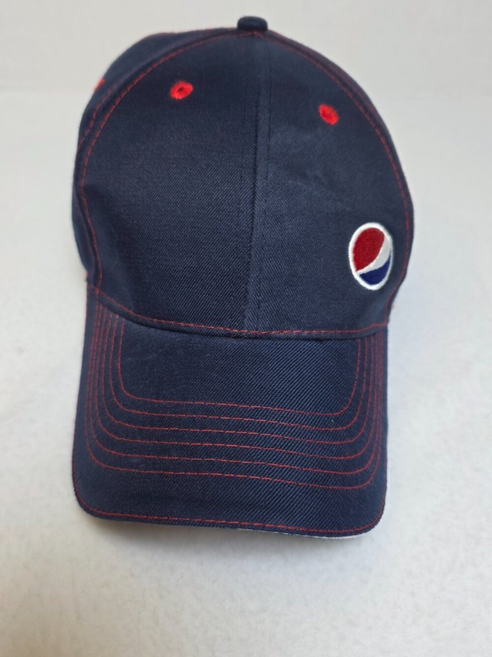 New Soda Gear Pepsi Velcro Adjustable Hat Navy Blue Embroidered Logo Cap